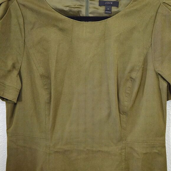 J.Crew Fitted Sheath Cotton Blend Stretch Tuscan Olive Size 14 - Picture 4 of 10